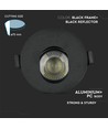 GU10 innbyggingsspot - Sort, rund, aluminium, hull: Ø7,5 cm, mål: Ø8,3 cm, IP20