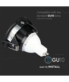 GU10 innbyggingsspot, kvadratisk - Sort, aluminium, hull: Ø7,5 cm, mål: 8,3 x 8,3 cm, IP20