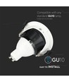 GU10 halvrundt armatur - Hvit/sort, aluminium, IP20 innendørs, uten lyskilde