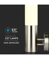 E27 vegglampe i rustfritt stål - IP44 utendørs, sølv/hvit, uten lyskilde