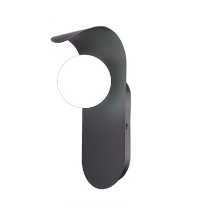 Designer G9 vegglampe - Sort, stål og glass, max 5W LED, IP20 innendørs