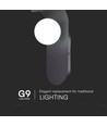Designer G9 vegglampe - Sort, stål og glass, max 5W LED, IP20 innendørs