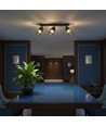 18W LED designer taklampe med 3 spots - 2160lm, 3000K, matt sort, justerbar, inkl. lyskilde