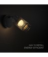 6W designer vegglampe - Matt sort, 3000K, 720lm, IP20 innendørs, inkl. lyskilde