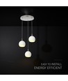 3x10W LED designer pendellampe - 3600lm, 3000K, børstet nikkel, hvit finish