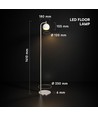 1410 mm VT-89024 gulvlampe 10W - LED, dekorativ, 250x, 3000K, børstet nikkel + hvit