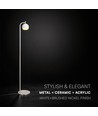 10W designer gulvlampe - 1200lm, 120lm/W, 3000K, børstet nikkel, høyde 141cm