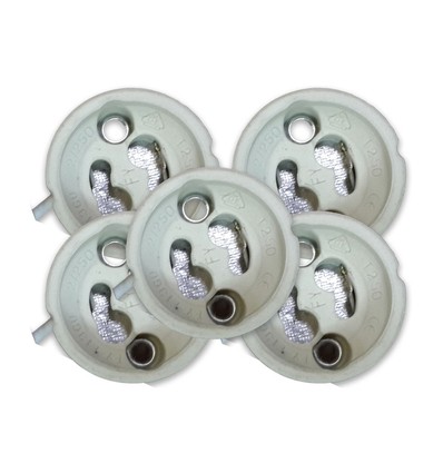 5 stk. GU10 sokkel i keramikk - Inkl. 15cm silikonledning, 2A