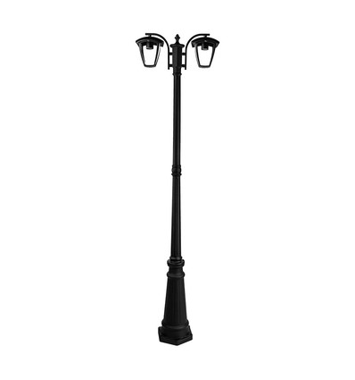 199cm 2-hodet hagelampe, E27 - Sort, aluminium, IP44 utendørs, uten lyskilde