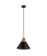 Ø26cm pendel i aluminium med tretopp - E27 sokkel, max 60W, sort, uten lyskilde