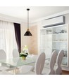 Ø26cm pendel i aluminium med tretopp - E27 sokkel, max 60W, sort, uten lyskilde