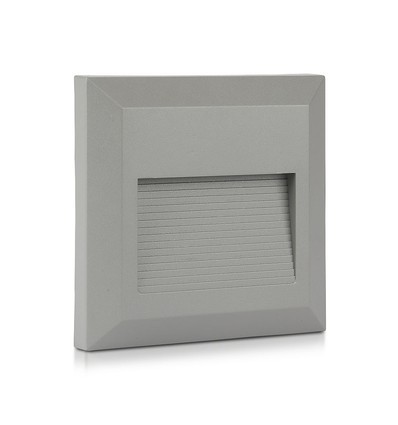 2W LED vegglampe for innbygging - IP65, 12,4 x 12,4 cm, sort, firkantet, 4000K, step light