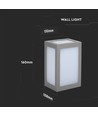 12W LED vegglampe, grå - 750lm, 6400K, kald hvit