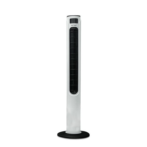 55W LED tårnvifte, 116cm - Inkl. fjernkontroll, temperaturdisplay, 3 hastigheter, hvit/sort