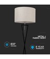 Designer gulvlampe E27 - rund elfenbensfarget lampeskjerm, sort metallfot