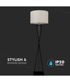 Designer gulvlampe E27 - rund elfenbensfarget lampeskjerm, sort metallfot