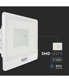 50W LED lyskaster med sensor, Samsung LED chip - IP65, hvit, 4000lm, 100 grader lysspredning