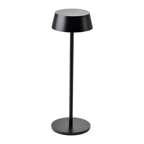 2W oppladbar LED bordlampe, IP54 - 200lm, dimbar, touch, 8-10 timer batteri, sort finish
