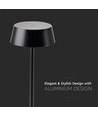 2W oppladbar LED bordlampe, IP54 - 200lm, dimbar, touch, 8-10 timer batteri, sort finish