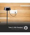 2W oppladbar LED bordlampe, IP54 - 200lm, dimbar, touch, 8-10 timer batteri, sort finish