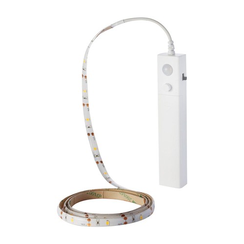 1m 2,4W LED strip med batteriboks og sensor - 6V, IP65, 4000K, PIR sensor, inkl. 3M tape