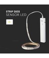 1m 2,4W LED strip med batteriboks og sensor - 6V, IP65, 4000K, PIR sensor, inkl. 3M tape