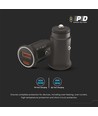 QC+PD billader, 12V/24V - Sort, hurtiglader til bil