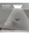 24W LED sensorlampe, kvadratisk - IP44, 30x30cm, hvit kant, 4000K, innebygd mikrobølgesensor