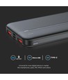 10000mAh Powerbank, 22.5W PD - Ultra-tynn, sort, fast charging, LED indikator