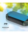 30.000mAh Solar Powerbank med trådløs lading, 20W - Sort, 111Wh, aluminium, USB-C PD, solcellepanel