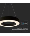 60cm 50W dimbar LED pendel - 122lm/W, 6100lm, sort ring, 4000K, TRIAC dimbar