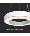 60cm 50W LED designer pendel, dimbar - 4000K, 6100lm, hvit, Triac dimbar