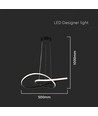 20W Ø50cm sirkulær LED pendel - 130lm/W, sort, 3000K, moderne design
