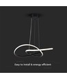 20W Ø50cm sirkulær LED pendel - 130lm/W, sort, 3000K, moderne design