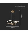 20W LED pendel, gull - Ø50cm, 130lm/W, 3000K, moderne sirkulært design