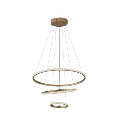 32W LED pendel, 3 ringer - Gull, Ø60+40+20cm, 3880lm, 3000K, dekorativ taklampe