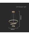 32W LED pendel, 3 ringer - Gull, Ø60+40+20cm, 3880lm, 3000K, dekorativ taklampe