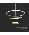 32W LED pendel, 3 ringer - Gull, Ø60+40+20cm, 3880lm, 3000K, dekorativ taklampe