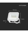 20W LED lyskaster, hvit - Samsung LED chip, IP65, 6500K, utendørs