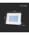 200W LED lyskaster med Samsung chip - 100lm/W, IP65, hvit kropp, hvitt glass, 6500K
