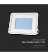 200W LED lyskaster med Samsung chip - 100lm/W, IP65, hvit kropp, hvitt glass, 6500K