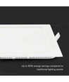 6W Firkantet LED innfellingspanel - 490lm, 6400K, Hull: 11x11 cm, Mål: 12x12 cm, flicker free