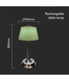 1,5W LED bordlampe, 3-i-1 - Krom/Lysegrønn, touch dimbar, oppladbar, USB-C, Ø14x28 cm