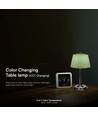 1,5W LED bordlampe, 3-i-1 - Krom/Lysegrønn, touch dimbar, oppladbar, USB-C, Ø14x28 cm