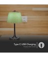1,5W LED bordlampe, 3-i-1 - Krom/Lysegrønn, touch dimbar, oppladbar, USB-C, Ø14x28 cm