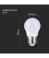 3 stk. E27 4,5W LED kronepærer - G45, 4000K, hvitt glass, 3-pak