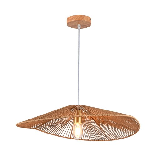 E27 designer pendeloppheng med hampetau - 60cm, brun, IP20, uten lyskilde