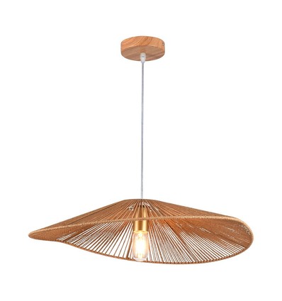 E27 designer pendeloppheng med hampetau - 60cm, brun, IP20, uten lyskilde