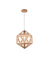 Ø30cm Designer pendeloppheng i trelook - E27 sokkel, geometrisk design, maks. 60W, uten lyskilde