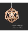 Ø30cm Designer pendeloppheng i trelook - E27 sokkel, geometrisk design, maks. 60W, uten lyskilde